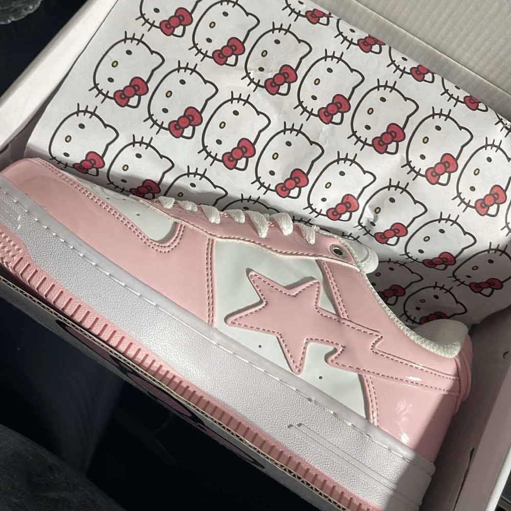 Light pink hello kitty bape shoes